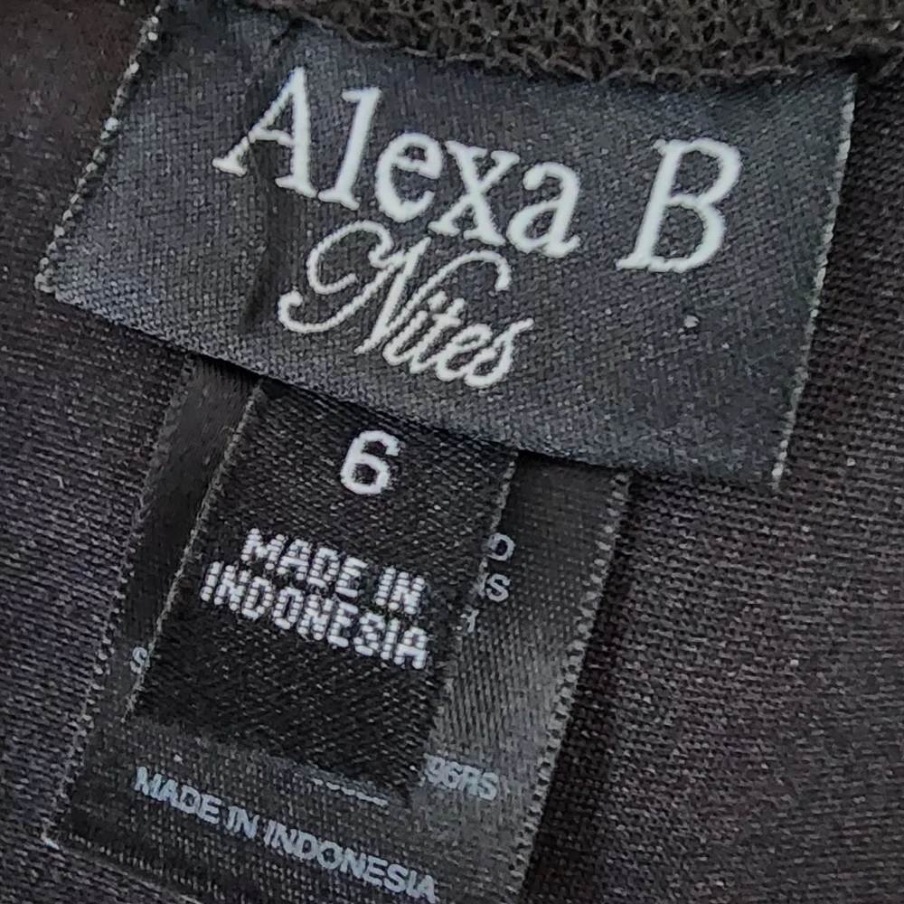 Alexa B Nites Black Dress with Printed Overlay  Size US 6 - Picture 5 of 8